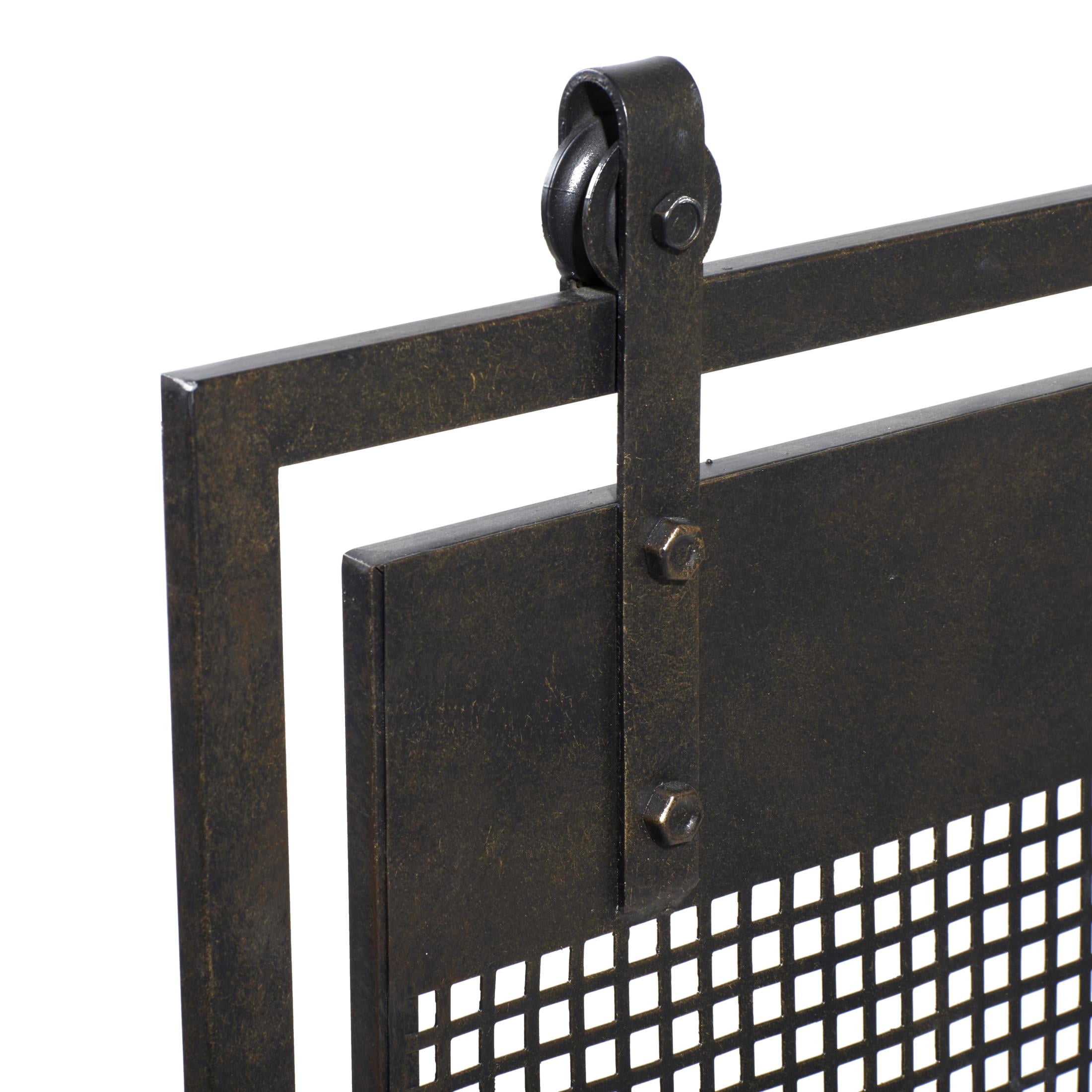 DecMode Contemporary Metal Mesh Fireplace Screen, 38"L x 9"W x 35"H, Black with Semi-Matte Finish