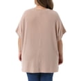 thumbnail image 4 of DARING DIVA Women's Plus Crew Neck Loose Fit Striped Summer Blouse 1X Khaki, 4 of 6