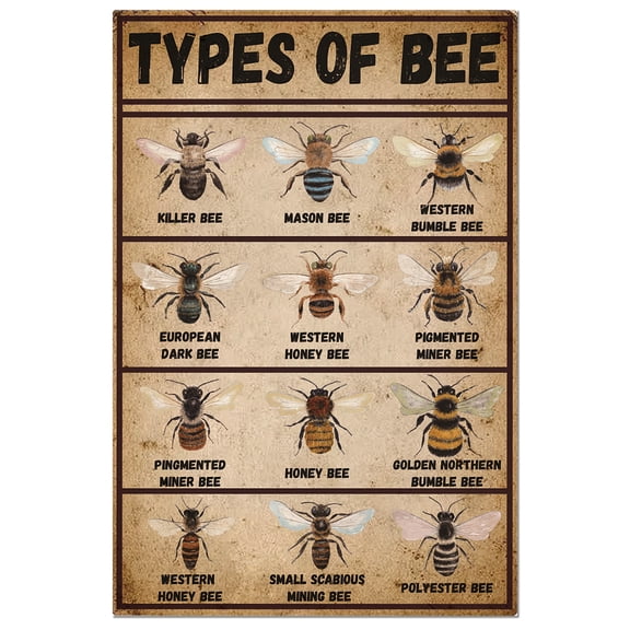1pc Vintage Metal Tin Sign Iron Wall Decor for Bars Restaurants Cafes Pubs Rectangle Bees 300x200x2.2mm Iron