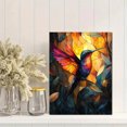 thumbnail image 2 of Qisvanset 12x16 Inch With Frame 2D Flat Wall Art Stained Glass Hummingbird Ready To Hang Nature Wall Art, 2 of 8