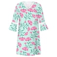 thumbnail image 3 of Women's Casual Tennis Dress for Women Summer Ethnic Lace V-Neck Floral Print Swing Dress with Three-Quarter Sleeves Bohemian Dress Green XXL, 3 of 4