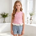 thumbnail image 2 of Mnyotv Toddler Girls Summer Clothes Sleeveless Ruffle Hem Tank Tops with Bow Casual Crewneck T Shirts Size 6-12 Months, 2 of 7