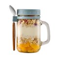 thumbnail image 2 of Paquetes (gris) 2024 Nuevo 350 ml Mango portátil Desayuno durante la noche Vidrio de avena con cuchara Taza de albañil, 2 of 14