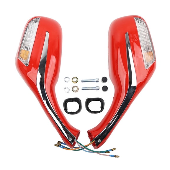 BIBABLYKE Motorcycle Rearview Mirrors LED Turn Signals Rear View Mirrors Side View Mirrors for Most Model Motorbike Electric Bike