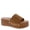 Tan, variant on Women’s Platform Wedge Slide Sandals Cushioned Open Toe Slip On with Studded Strap