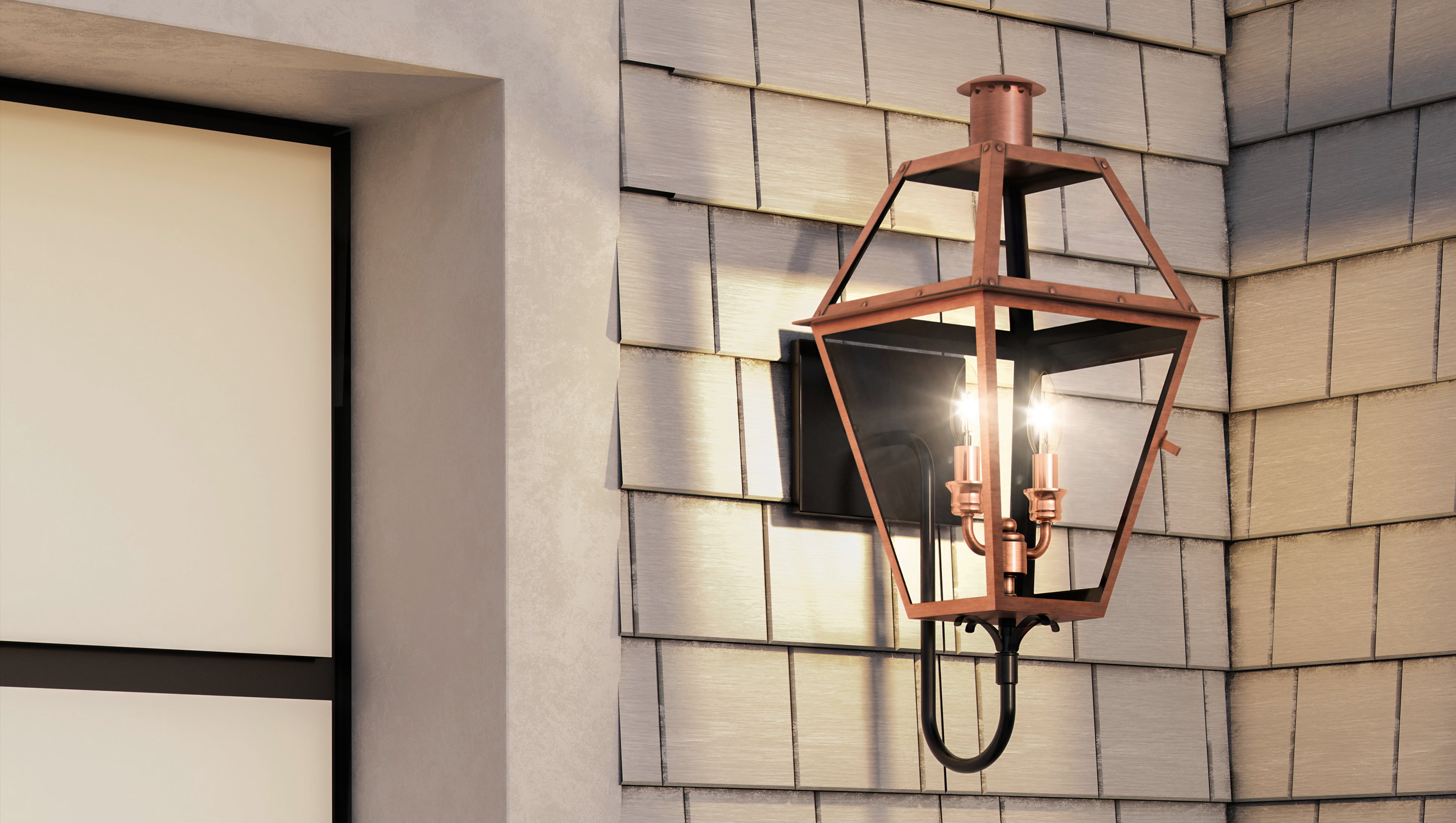 Luxury Rustic Wall Sconce, Large Size: 23.5H x 10.5"W, with Tudor Style Elements, Rustic Copper Finish, UQL1370 from the Paris Collection by Urban Ambiance