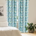thumbnail image 3 of Ambesonne Blue and Green Window Curtains, Flora Nature Flower, Each 28" W x 95" L, Blue Apple Green White, 3 of 5