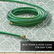 NICOLE MILLER NEW YORK Corin Distressed Indoor Outdoor Area Rug, UV Fade Resistant, Low Pile, Aqua/Cream, 710x102