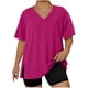 thumbnail image 1 of Mujeres Más Tamaño Manga Larga Tops con Cuello en V, Color Sólido Doblado Hendidura Suéter para el Uso Casual Diario en el Hogar, 1 of 6