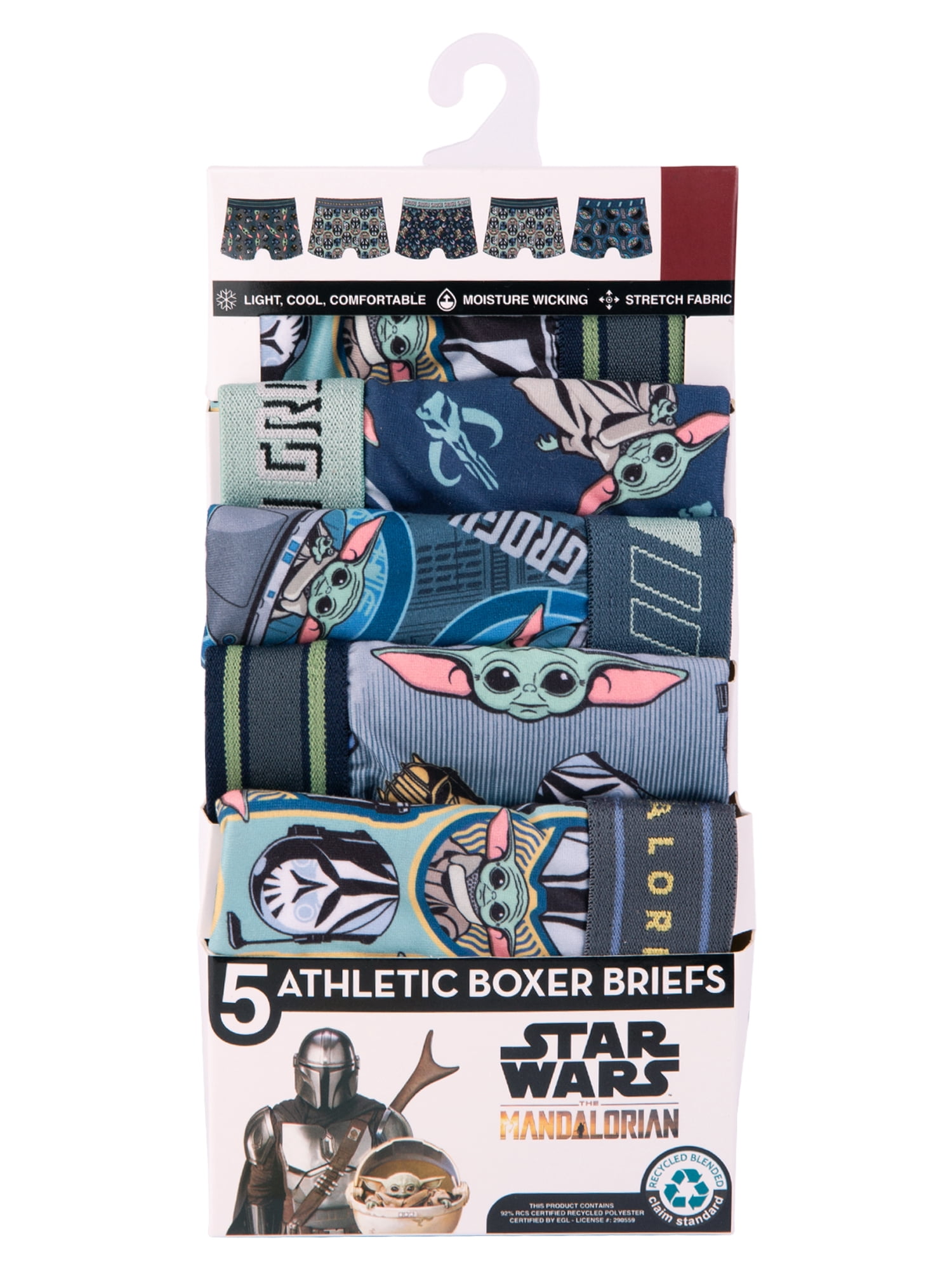 Mandalorian Boys' Athletic Boxer Brief Underpants, 5-Pack, Sizes S to L