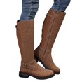 thumbnail image 3 of Flat Knee High Boots for Women, Long Leg Spliced Design with Side Zipper, Round Toe Warm Winter Tall Boots, 3 of 9