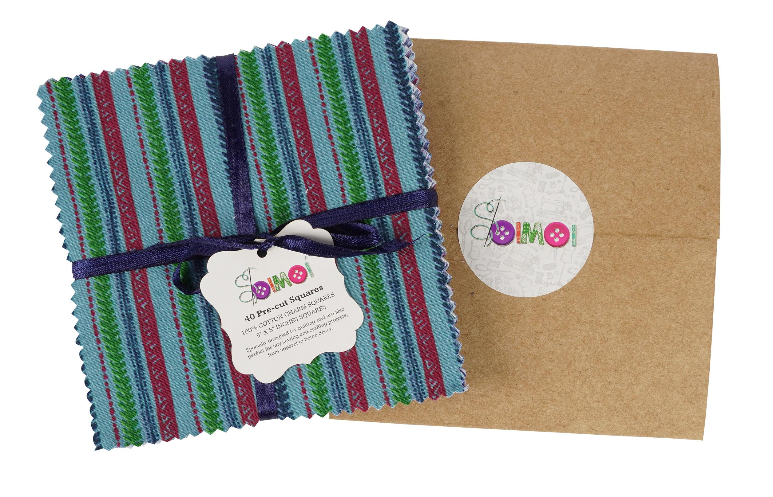 Soimoi Check Print&nbsp;Precut 10-inch Cotton&nbsp;Fabric&nbsp;Quilting&nbsp;Squares&nbsp;Charm Pack DIY Patchwork Sewing Craft-Blue