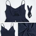 thumbnail image 3 of FANCYINN Womens Blue Tie Front Button Down Spaghetti Strap Midi Dress Vacation Navy Blue XL, 3 of 4