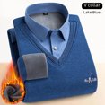 thumbnail image 1 of Suéter de lana de invierno para hombre, de dos piezas, grueso, sin costuras, con cuello de camisa, jersey de lana, cálido, de punto, 1 of 5
