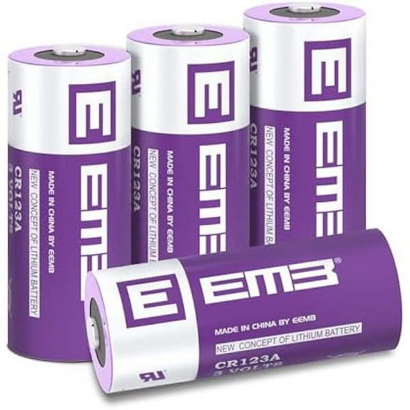 EEMB 4PACK CR123A Lithium Batteries 3V 1700mAh CR123 Battery with High Capacity for Flashlight Toys Alarm System Non-Rechargeable Battery