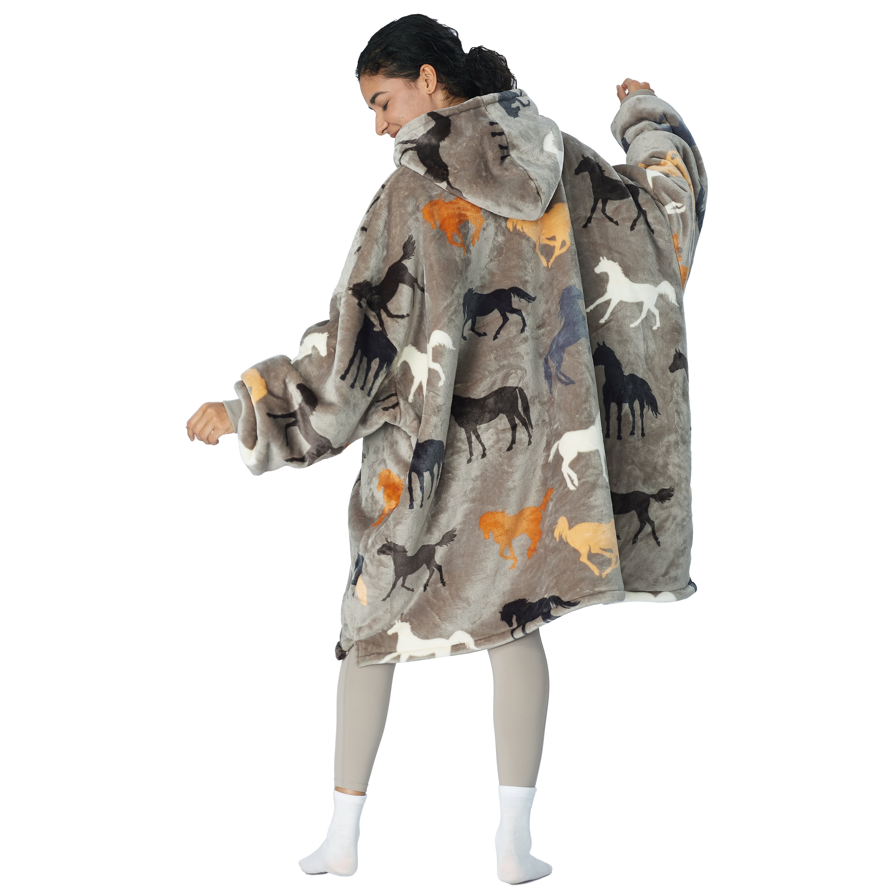 Tirrinia Oversized Blanket Hoodie, Wearable Fluffy Sherpa Blanket, Cozy Sweatshirt Blanket Gift for Adult Women Men Girlfriend