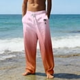 thumbnail image 2 of BOOMNY Mens Hawaii Linen Pants Wide Leg Pants for Men Loose Fit Elastic Waist Drawstring Tropical Graphic Summer Beach Pant With Pocket, 2 of 4