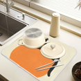 thumbnail image 2 of Yayeee Dish Drying Mat for Kitchen Counter 16" x 18" Microfiber Super Absorbent Coffee Decorative Pad, Black Cat Orange Ball, 2 of 9