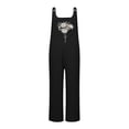 thumbnail image 4 of Women Jumpsuit Women Fashion Print Loose Suspender Buttondown Bib Rompers,Black,2XL, 4 of 4