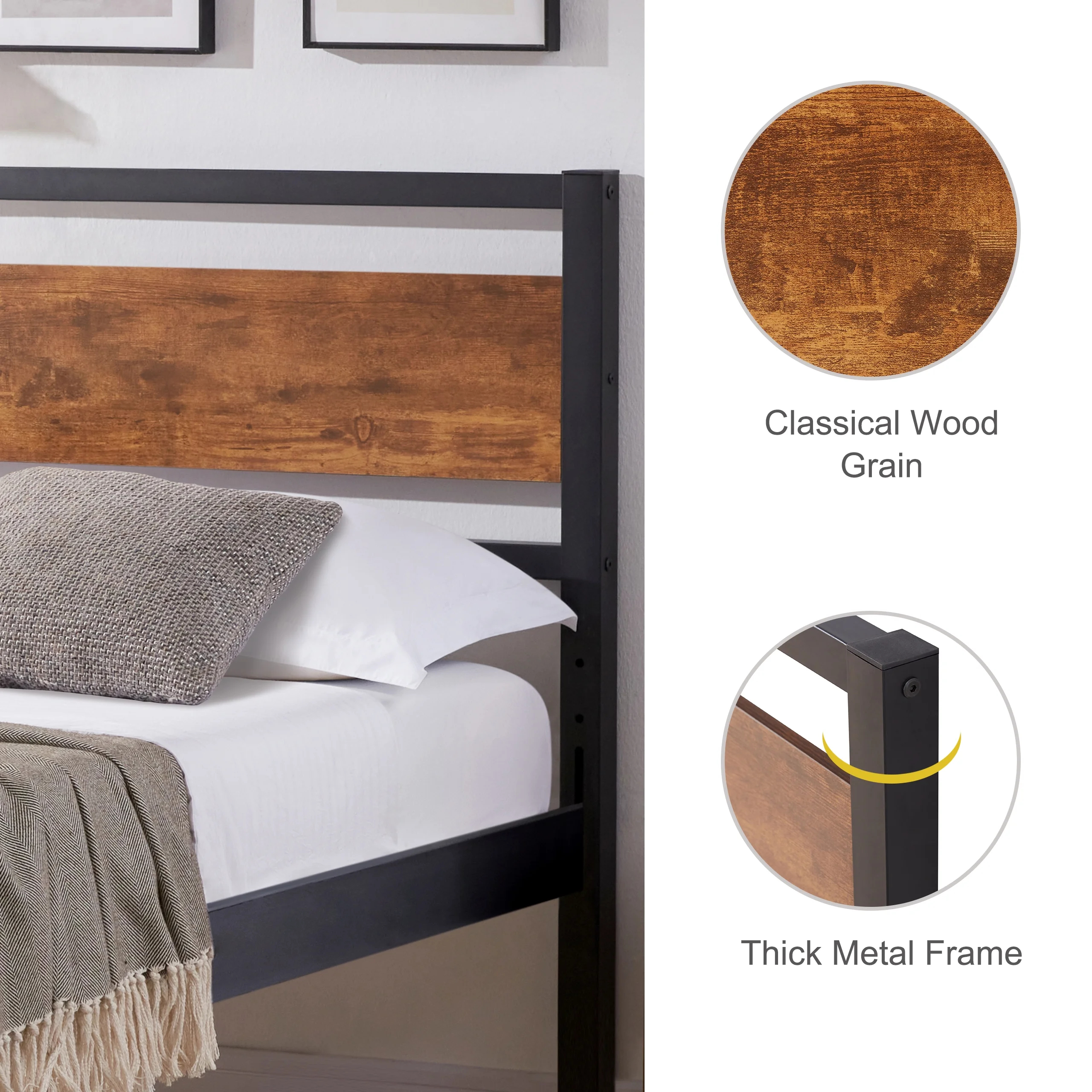 Rustic Full Size Headboard - Classic Country Style Design | Medium-Density Fiberboard Construction | Quick Assembly | 264 Lbs Weight Capacity | Vintage Brown Finish