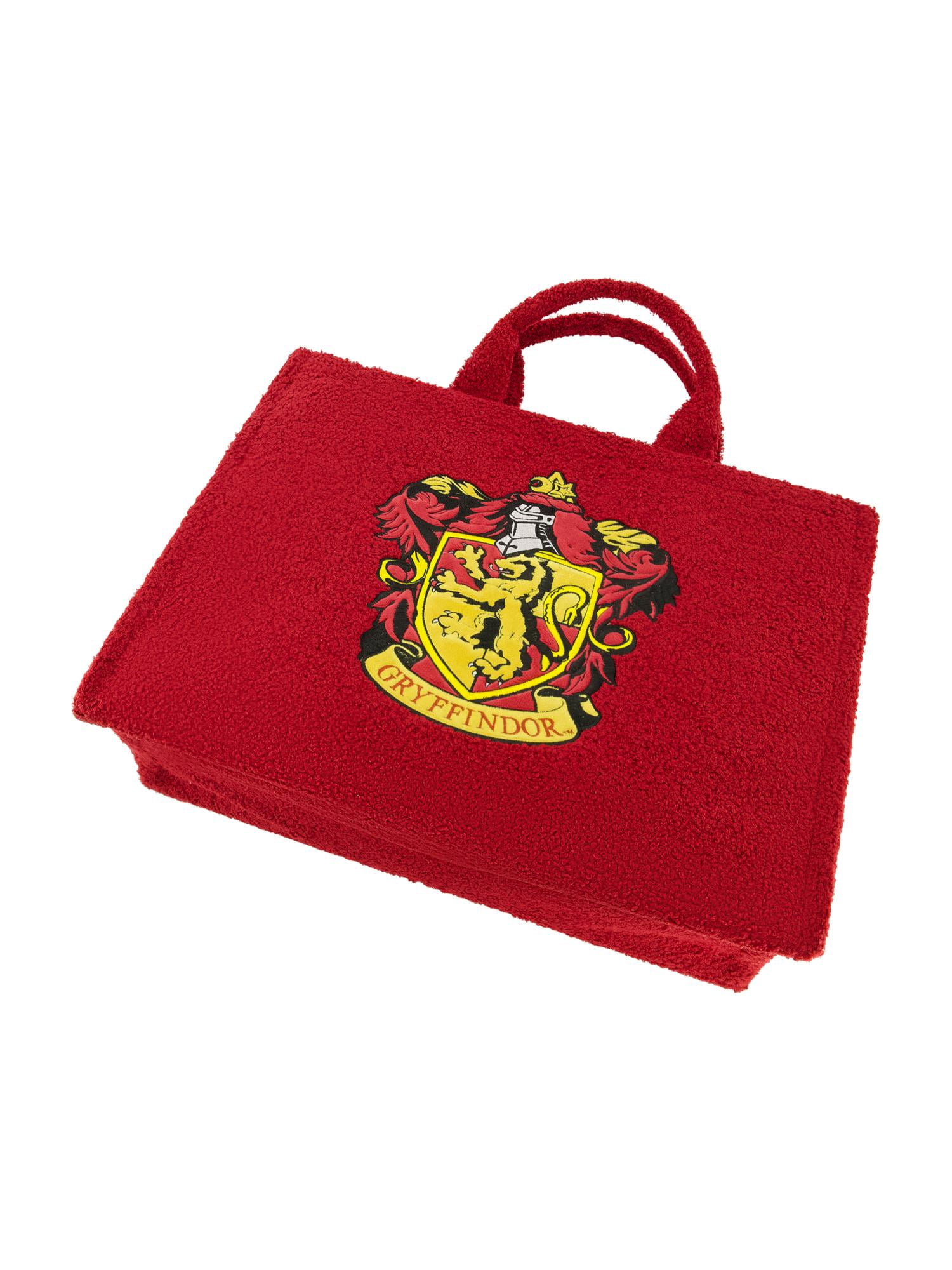 Harry Potter Tote Bag, Gryffindor Crest Faux Fur Travel Handbag with Adjustable Shoulder Strap and Trolley Sleeve, Red
