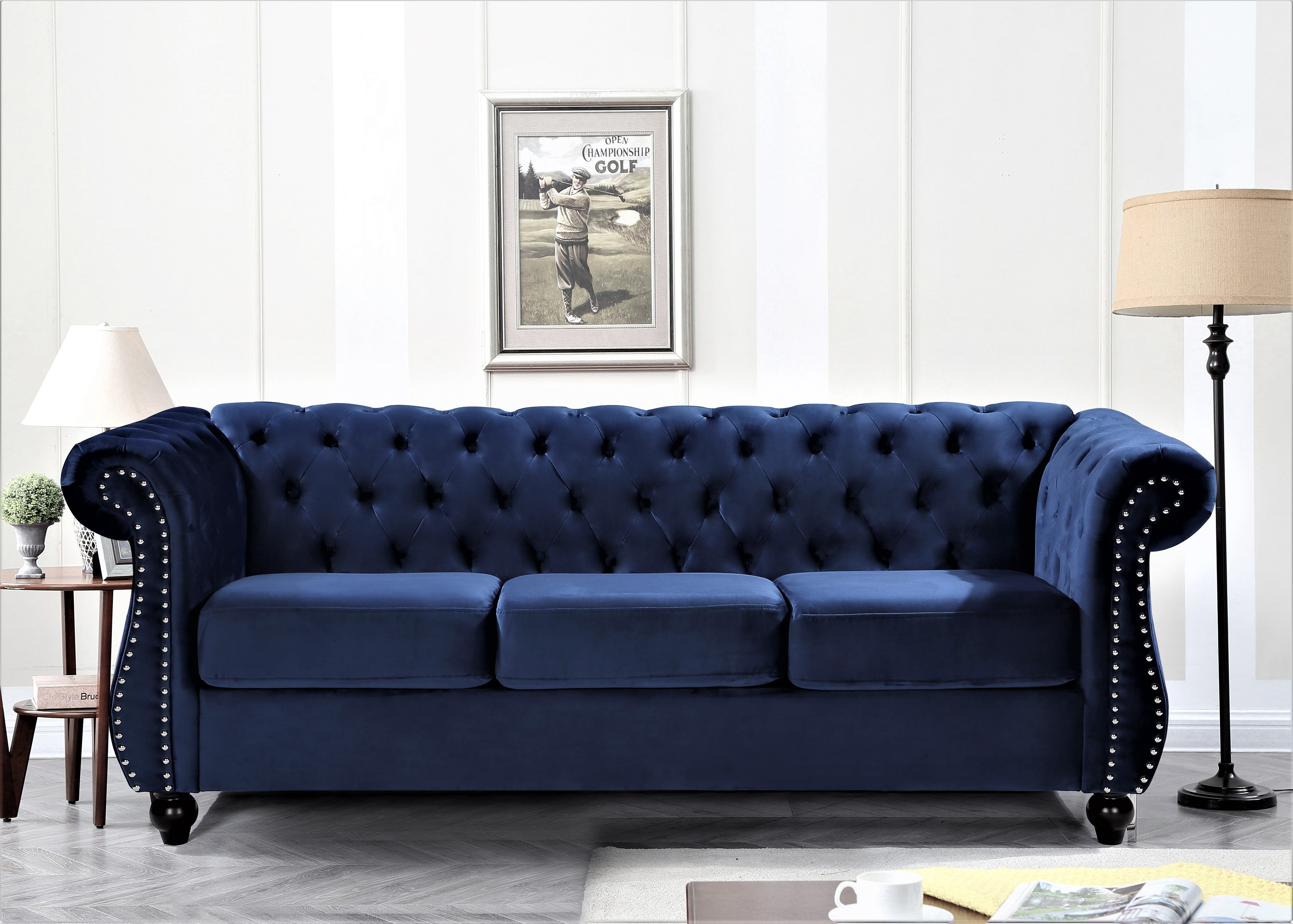 Uspridefurniture Fender 3 Pcs Living Room Set, Chair Coveseat Sofa,Blue