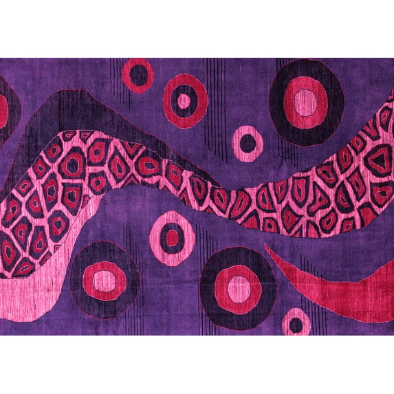 Ahgly Company Indoor Rectangle Oriental Pink Modern Area Rugs, 3' x 5'