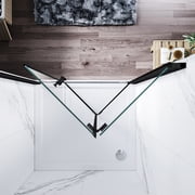 Sunny Shower Bifold Pivot Swing Frameless Shower Door in Black 34 in.W x 72 in.H