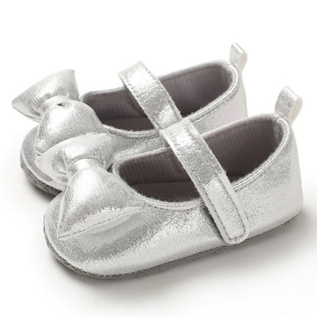 

nsendm Children Baby Shoes Boys And Girls Floor Sports Shoes Flat Bottom Non Slip Hook Loop Solid Color Infants Size 3 Shoes Silver 6 Months