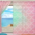thumbnail image 2 of Splicing Pattern Mermaid Tail Trendy Gradient Semi Sheer Curtains Window Voile Drapes Panels Treatment-55X84in for Living Room Bedroom Kids Room, 2 of 3
