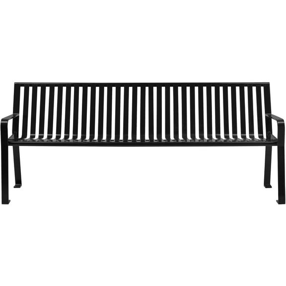 Outdoor Steel Slat Park Bench, 8 ft., Black