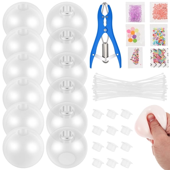 Threns DIY Stress Ball Making Kit with Filler, 12Pcs Stress Ball Making Kit Stress Balls, Transparent Blank Skins with Air Pump & Expander Tool for Pressure Squishy Balls for Adult
