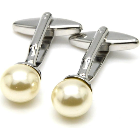 Swarovski Crystal Pearl Cuff Link for Womens Luxury Tuxedo with Gift Box (Pearl White)