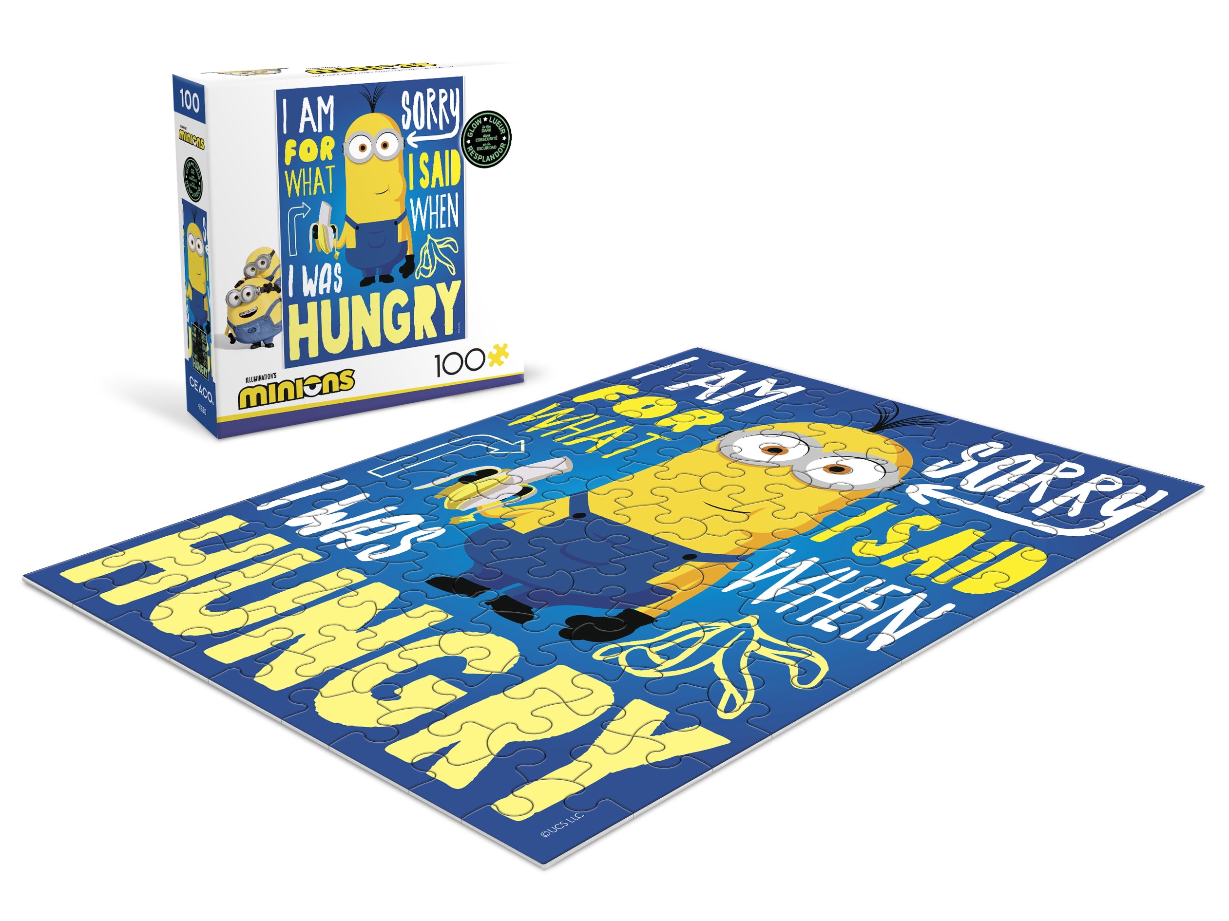 Ceaco Minions I Was Hungry Glow 100-Piece Interlocking Jigsaw Puzzle for Children Ages 6+