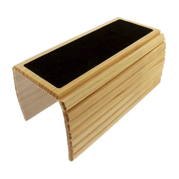 Etna Solid Wood Sofa/Couch Arm Tray Table w/Non-Slip Felt Surface & Slat Links â Flexible 