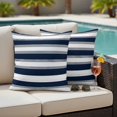 thumbnail image 2 of Outdoor Pillow Cover Blue Grey Stripes Set of 2 Waterproof Throw Pillowcases Striped Decorative Patio Furniture Pillows for Couch Garden Indoor & Outdoor Use, 2 of 9