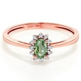 thumbnail image 2 of Gem Stone King 0.35 Ct Oval Green Sapphire White Diamond 18K Rose Gold Ring (Size 8), 2 of 3