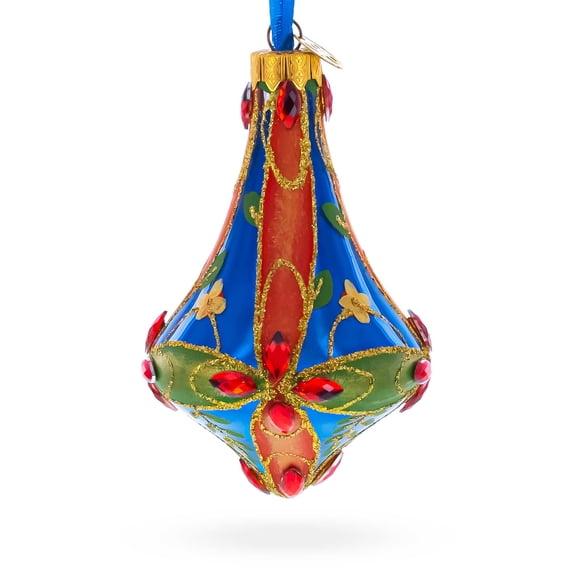 Kaleidoscope Bell Shape Finial Glass Christmas Ornament