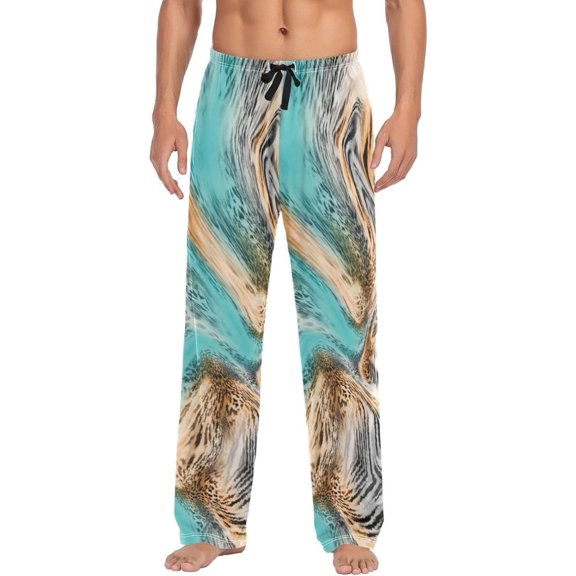 Fancy Leopard Aqua Ghost Pajama Pants, Men's Lounge Pants Light with Drawstring and Pockets, Christmas New Year Birthday Father's Day Gifts, Small