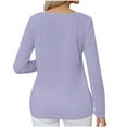 thumbnail image 4 of BLVB Women's Fall Spring Tunic Tops Round Neck Button Long Sleeve T-Shirts Casual Loose Ladies Going out Blouse, 4 of 4