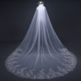 thumbnail image 1 of Velo de novia de encaje de flores de catedral de 1 nivel para mujer con peine de metal, velo de novia largo velo de catedral velos de novia de tul suave con peine (blanco) ShuxiuWang 1327537079491, 1 of 5