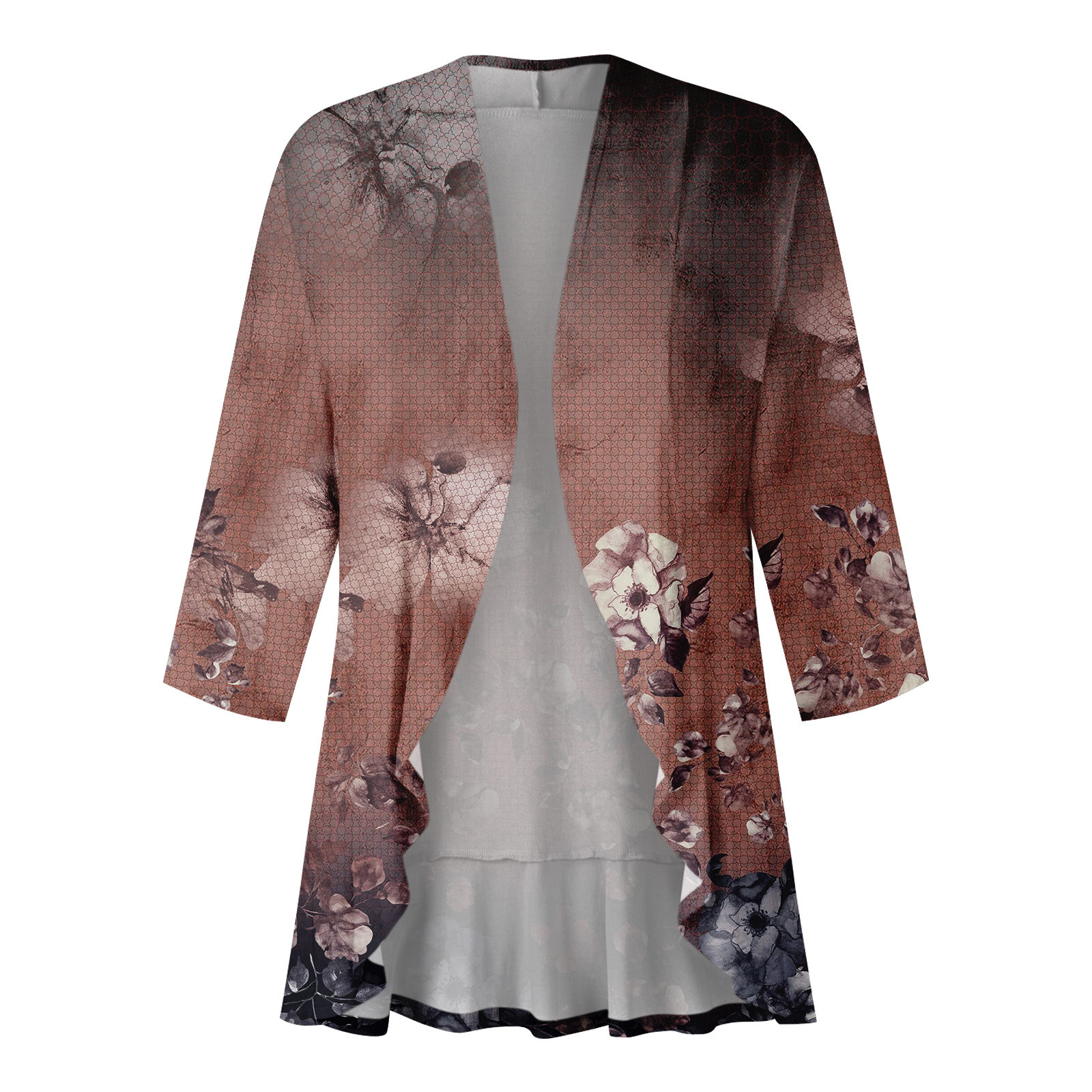 BOMYJESK Kimono Cardigans for Women 3/4 Sleeve Shrugs for Women Plus ...