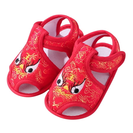 

TAIAOJING Toddler First Walker Sandals Baby Girls Boys Soft Shoes Walkers Shoes Embroidered Tiger Head Princess Shoes