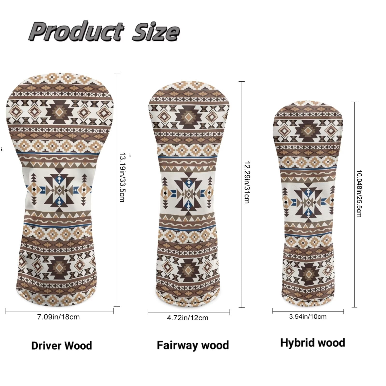 Uorisanigo Golf Club Head Covers, 3 Pack Aztec African Tribal Golf Head Covers, Hybrid Headcovers Set with Premium PU Leather, Designed to Fit All Woods and Drivers, Outdoor Accessories