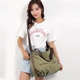 thumbnail image 5 of Bolsos tipo hobo, bolsos cruzados de lona para mujer, bolsos tipo tote casuales de color sólido, 5 of 5