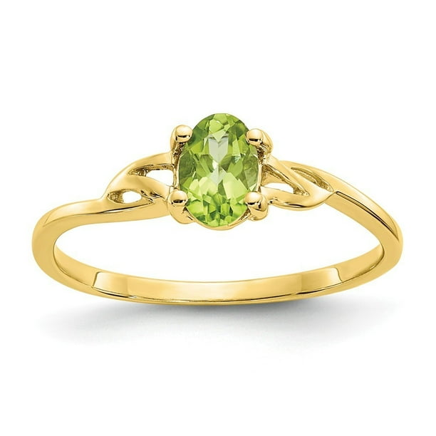 Jewelry 10k Yellow Gold Polished Peridot Ring Size 6 Walmart