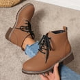 thumbnail image 2 of Ankle Boots for Women Fall Winter Versatile Round Toe Chunky Heel Lace-up Thickened Velvet Suede Comfortable Warm Boots, 2 of 10