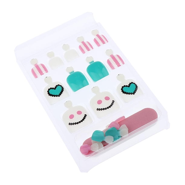 24 uñas postizas para los dedos de los pies, estilo francés, uñas completas, uñas de plástico postizas para decoración de pies. U90089