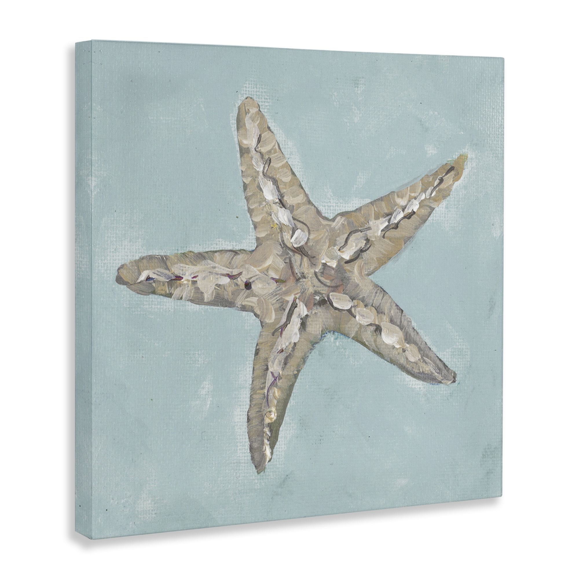 Stupell Industries Blue Starfish Impression Coastal Painting Gallery Wrapped Canvas Art Print Wall Art, 30 x 30