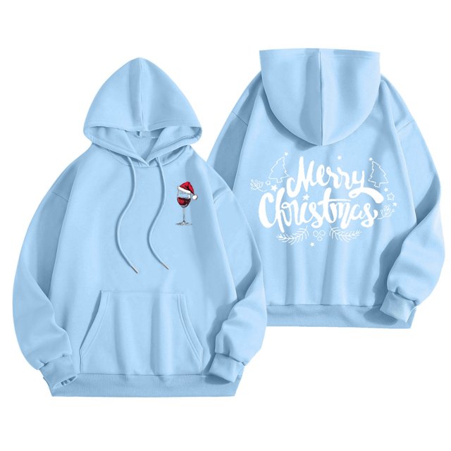 WILLBEST Sudadera Deportiva para Mujer Merry Christmas Hoodie For Women Funny Christmas Graphic Pullover Tops Xmas T Shirt Casual Long Sleeve Hoodie 309 Mediana